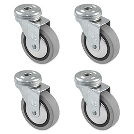 Amig - Pack of 4 Wheels for Furniture mod. 2504 | with Hole and Bearings | Measurement: Ø 40 mm | Maximum Load per Wheel: 17 kg | Made with Rubber |Color Grey | Without Brake
