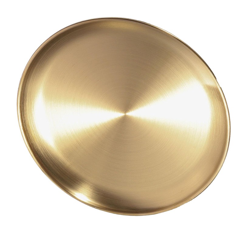 Xebslyti Round Stainless Steel Tray Dinner Dishes Plate Gold Decorative