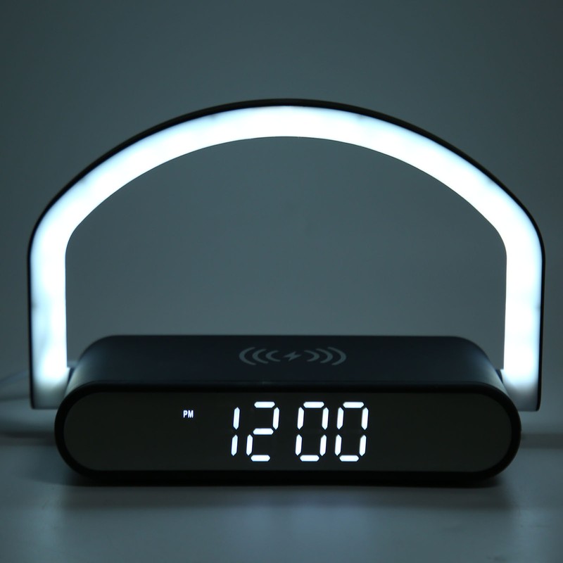 Wireless Charging Alarm Clock Two Levels Adjustment Night Light Multifunction