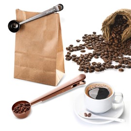 Coffee Scoop with Bag Clip, Multi-Function Milk Powder Measuring Spoon, 20ml (2*Black)