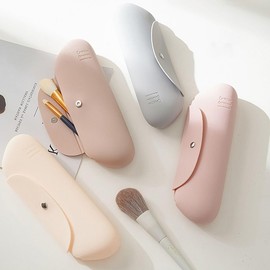 Silikon-Make-up-Pinselhalter, Reise-Kosmetiktasche, Gesichtspinselhalter mit Knopf für Damen