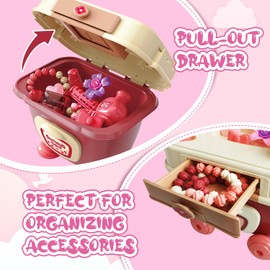 ELEGCOV 58PCS Hair Salon Toys for Girls, Pretend Play Girls Vanity Set with Mirrorr, Kids Beauty Salon Set includes Fashion Hair & Makeup Accessories & Blowdryer, Girl Birthday Gifts