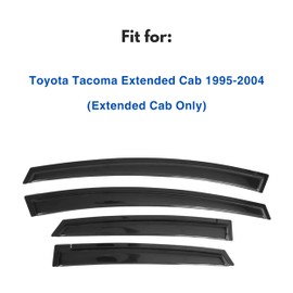 IG Window Visor for Toyota Tacoma Extended Cab 1995-2004, Rain Guard Tape-On Extra Durable Side Vent Window Deflector, 1995 1996 1997 1998 1999 2000 2001 2002 2003 2004 (Extended Cab Only)