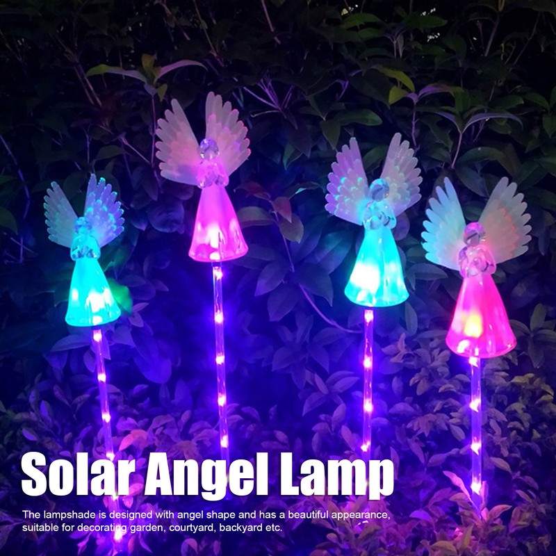 Solar Angel Lamp Colorful Lighting PP Stainless Steel Solar Powered