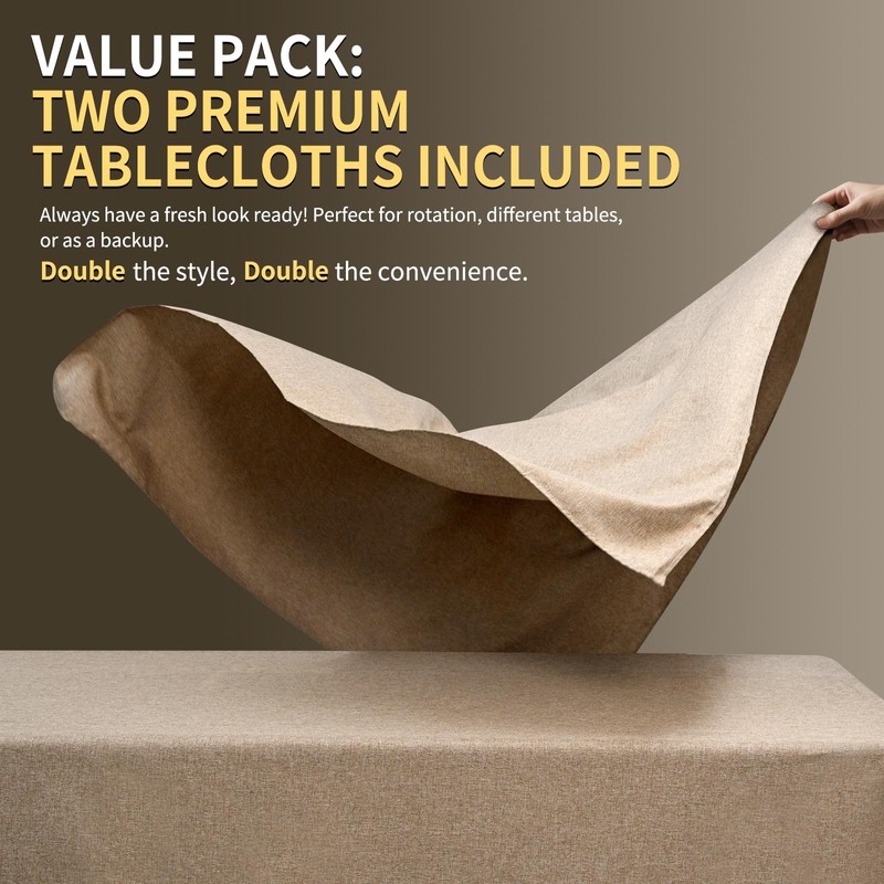 Pack of 2 Linen Look Rectangular Tablecloths 100 x 140