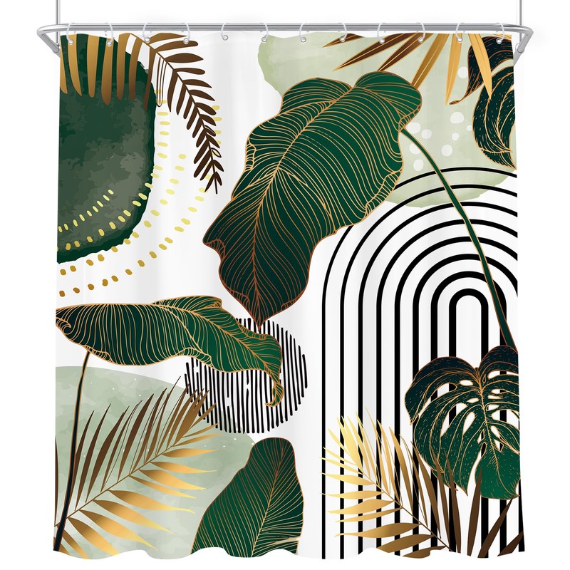 Cinbloo Green Boho 72Wx84H Shower Curtain Extra Long Mid Century