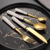 SensiSel 16 Piece Ceramic White Handles and Golden Plated Stainless