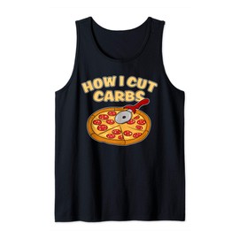Funny Pizza Cutter shirt Pepperoni Slice How I Cut Carbs Tank Top