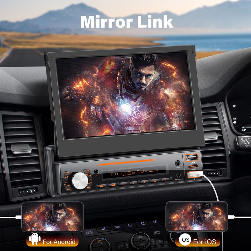 LSLYA Single Din Car Stereo with Carplay ＆ Android Auto,7