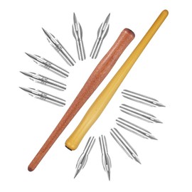 OHPHCALL Solid Wood Dip Pen Set Fountain Pen Calligraphy Writing Tool Gothic Art Nibs Vintage Design