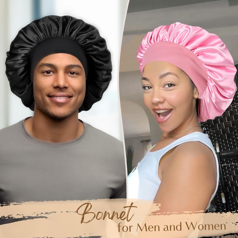 Violet Satin Hair Bonnets for Sleeping Night Cap for Women