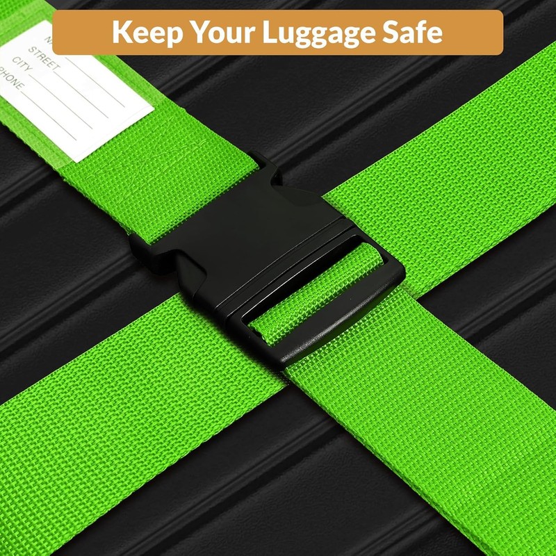 4 Pack Luggage Straps, 2M Adjustable Belts Keep Suitcase Secure