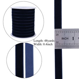 48 Yards Navy Velvet Ribbon 3/8Inch Velvet Fabric Ribbon Trim Single Face Spool Satin Velvet Ribbon for Gift Wrapping Bow Making Christmas Decoration