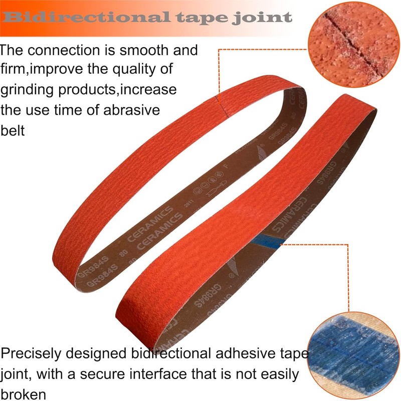 3 Pack 2 x 72 Inch 60 Grit Ceramic Sanding