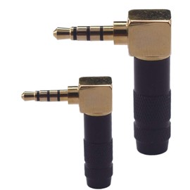 KK A3b4P-2 2pcs total, Hi End 4-Pole 3.5mm Right Angle Male Plug, Gold Plated, Solder Connector KK A3b4P-2 (Angle & Angle)