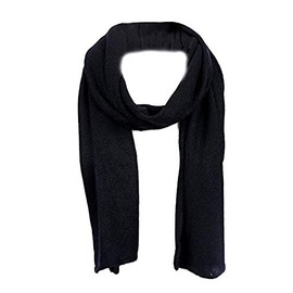 AN1225 Men's, Women's or Kids Basic Plain Knit Solid Color Scarf Muffler, Easy Neck Wrap (Black)