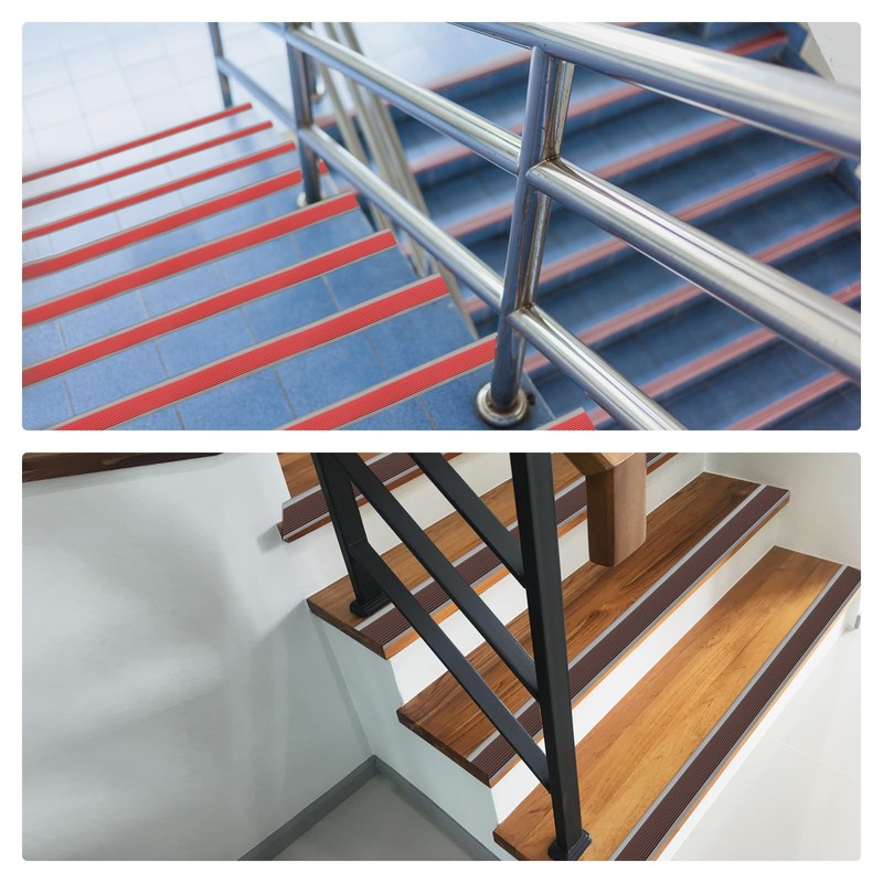 Sourcing Map 3.2Ft PVC L-Shape Stair Nosing, Dark Yellow/Grey