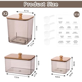 4 Pack Laundry Pods Container,Clear Dryer Sheet Holder & Laundry Room Organization and Storage with Lids, Scoops & Labels for Laundry Detergent, Powder, Dryer Balls, Beads (Gray)