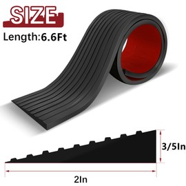 Threshold Ramps for Doorways Self-Adhesive Natural Rubber Power Wheelchair Ramp Adjustable & Cuttable, for Doorways,Sweeper, Power Scooters, Bathroom (Black, 2” Wide x 6.6' Long)