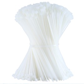 HANSHA 1000pcs Cable Zip Ties Heavy Duty 8 Inch Premium Plastic Wire Ties Self-Locking White Nylon Tie Wraps for Indoor and Outdoor