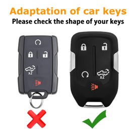 BA735 2-Pack for GMC Key Fob Cover, 5-Button, for 2019-2023 GMC Sierra Terrain Acadia, Chevy Silverado 1500/2500HD/3500HD, Keychain Accessories