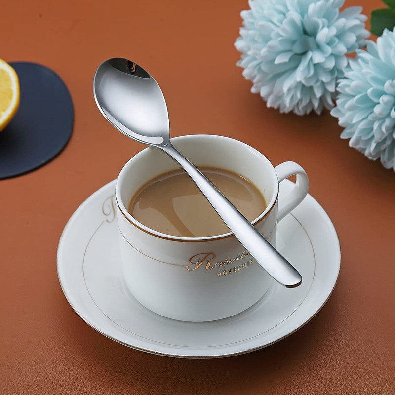 Teaspoons, 6 Piece Spoons Silverware, Stainless Steel Small Spoons, Tea