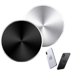 YACHUN Metal Plate Smartphone Holder, Set of 2, Magnetic, Smartphone In-Car Holder, Replacement, Metal Plate for Smartphones, Ultra Thin, Car Magnet Seal, Metal Plate for Cars (Black + Silver)