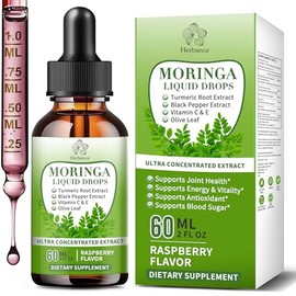 Gotas líquidas de moringa, suplementos de moringa pura con cúrcuma, hoja de olivo, pimienta negra, vitaminas C y E para obtener energía, favorece el s