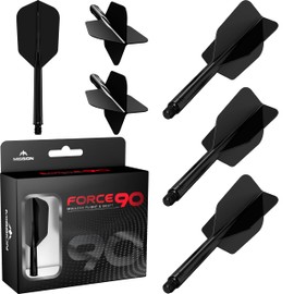 Mission Darts Force 90 | Integrated Precision Moulded Dart Flight And Shaft System, Pack of 3 Professional Highly Durable 2-In-1 Combined Dart Flights And Stems | Slim (Black, Tweenie)