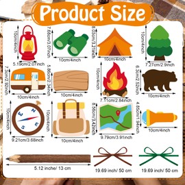 Eaasty 24 Set Camping Sticky Note and Twig Pencils with Ribbon Adventure Travel Gift for Party Favors Self Stick Adhesive Notepads Natural Wood Pencils for Exchange Gifts Office Home Classroom