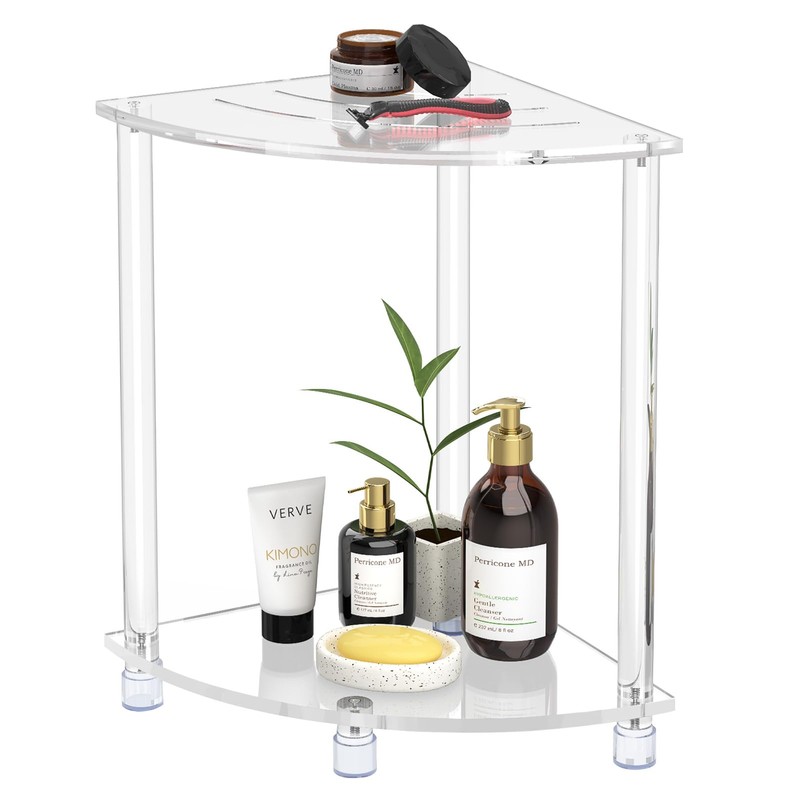 Cilinta Corner Shower Stool, Clear Acrylic Shower Bench for Shaving