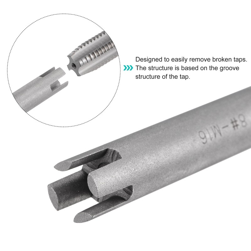 uxcell Tap Extractors M16 / 5/8" (Metric/Inch), 4 Flutes Broken