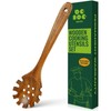 Bkiok Natural Nonstick Teak Wood Pasta Fork, Noodle Spaghetti Spoon