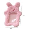 Yellow Cartoon Plush Photocard Holder with Keychain Pendant Kawaii Cat