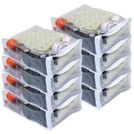 Oreh Homewares Heavy Duty Vinyl Zippered Closet Storage Bags (Clear) for Sweaters, Blankets, Comforters, Bedding Sets and Much More! (11" x 15" x 4") 2.9 Gallon 8-Pack