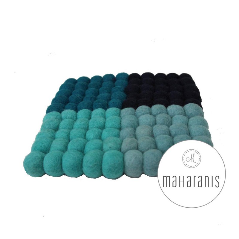 Maharanis Fairtrade Felt Coasters Pot Coasters 4 Shades of Blue