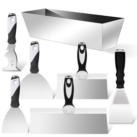 Mister Rui Drywall Tools, 7 Pieces Stainless Steel Putty Knife Set, Taping Knives, 10 in 1 Paint Scraper, Spackle Knife Set