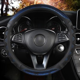 XHRING Car Steering Wheel Cover for Ford Fusion Mustang Bronco/Bronco Sport Ranger Maverick Edge Explorer Escape Focus XL XLT Lariat Sport Limited Hybrid Platinum Se Sel St Raptor Base Accessories