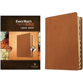 Every Man's Bible Nlt, Large Print (Leatherlike, Pursuit Saddle Tan, Indexed)
