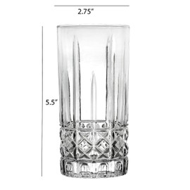 Lorren Home Trends Tall 12 Ounce Drinking Glass-Textured Cut Glass, Set of 6