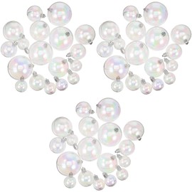 ABOOFAN 54pcs Christmas Iridescent Balls Ornaments, Plastic Xmas Baubles Round Clear Ornaments Balls Shatterproof Rainbow Decorative Balls for Xmas Tree Wedding Party Mixed