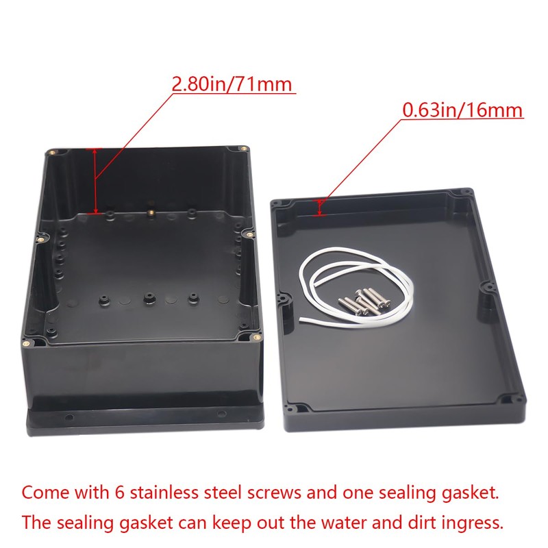 Raculety Project Box ABS Black Electrical Boxes IP65 Outdoor Waterproof