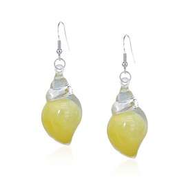 Just Follow Beach Summer Sea Shell Earrings For Women Tropical Natural Scallop Shell Jewelry Boho Earring Vacation Dangling Drop Earring (Yellow)