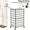 WOWLIVE Laundry Hamper with Wheels,Metal Wire Frame Rolling Laundry Basket
