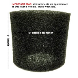 ALL PARTS ETC. Foam Sleeve for Shop Vac 90585, Washable Foam Filter Replacements for Shop Vac - Also Compatible with Ridgid, Craftsman, Vac Master and Other Similar Wet Dry Vacs