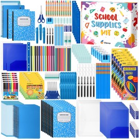 Gilprop 6 Boxes 72-Pieces Back to School Supply School Supplies Bundle Kit Elementary Essential for Kid Student Girl Boy Classroom(Blue)