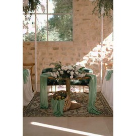 4Pack Sage Green Cheesecloth Table Runners 120Inch Gauze Table Runner Sage Green Cheese Cloth Table Runner Rustic Sheer Runner for Wedding Baby Shower Birthday Party Table Decor