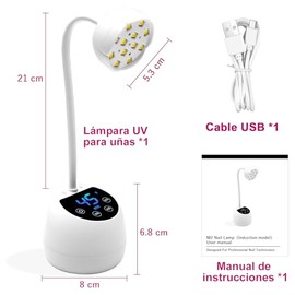 CGBE Lámpara de uñas para esmalte de gel,180W 45 UV/LED Secador de uñas profesional UV Lámpara de uñas LED con 4 ajustes de temporizador, Lámpara de uñas UV LED de 36 W, Blanco