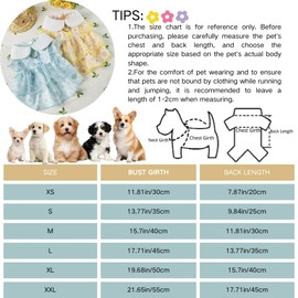 Floral Lace Dog Dress with Collar Summer Pet Dress for Small Medium Dogs & Cats Breathable Puppy Skirt for Daily Wear Birthday Party