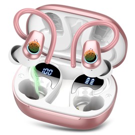 Bluetooth Sports Headphones, Wireless Bluetooth 5.3 Headphones with ENC Mic, 50 Hours Hifi Stereo Deep Bass Earphones with LED Display, IP7 Waterproof Wireless Earbuds with Ear Hooks for Sports, USB-C